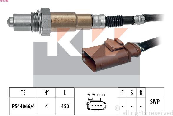 KW 498 348 - Ламбда-сонда vvparts.bg