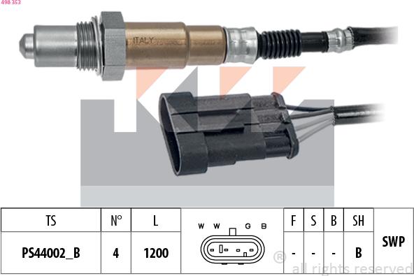 KW 498 353 - Ламбда-сонда vvparts.bg