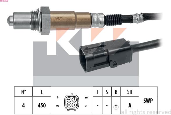 KW 498 357 - Ламбда-сонда vvparts.bg