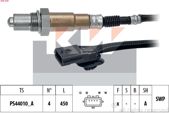 KW 498 309 - Ламбда-сонда vvparts.bg