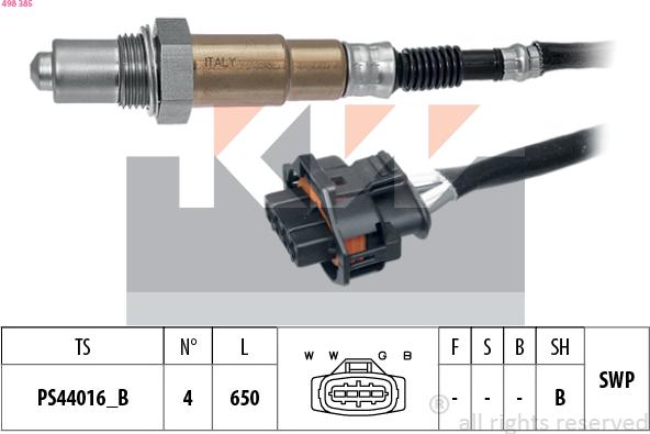 KW 498 385 - Ламбда-сонда vvparts.bg