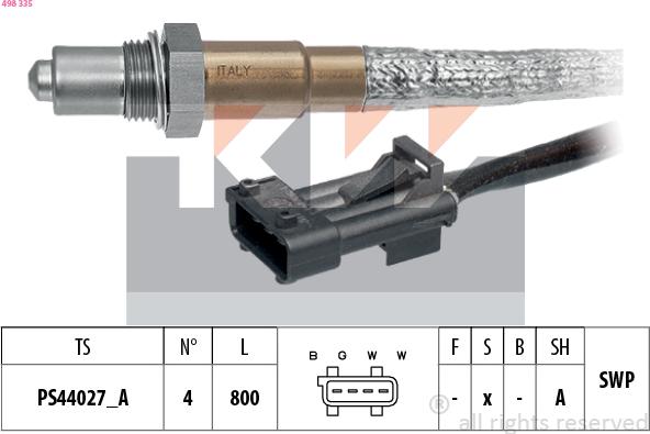 KW 498 335 - Ламбда-сонда vvparts.bg