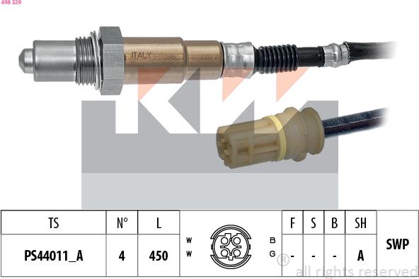 KW 498 329 - Ламбда-сонда vvparts.bg