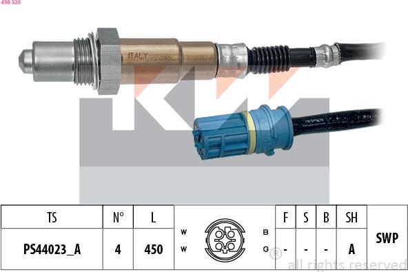 KW 498 326 - Ламбда-сонда vvparts.bg