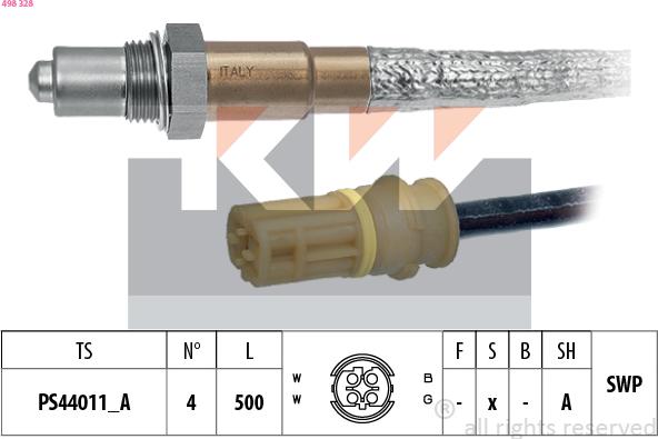 KW 498 328 - Ламбда-сонда vvparts.bg