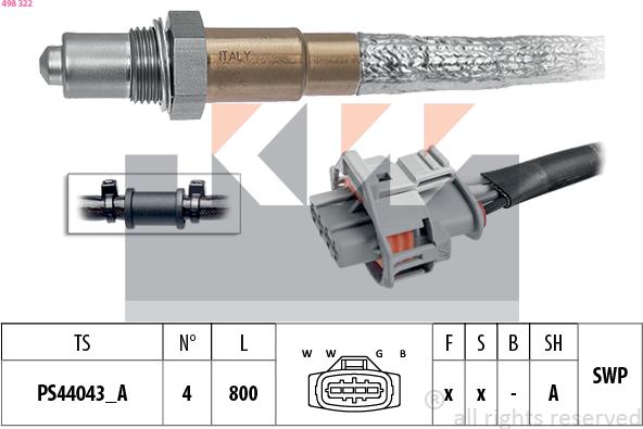 KW 498 322 - Ламбда-сонда vvparts.bg