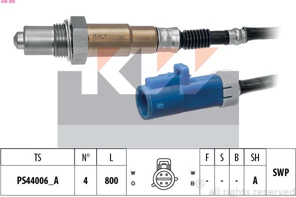 KW 498 299 - Ламбда-сонда vvparts.bg