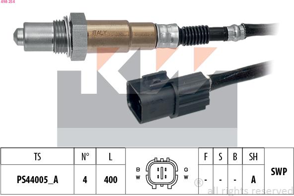 KW 498 254 - Ламбда-сонда vvparts.bg