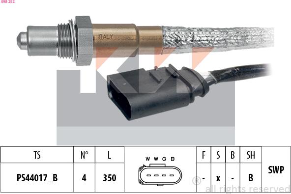 KW 498 252 - Ламбда-сонда vvparts.bg