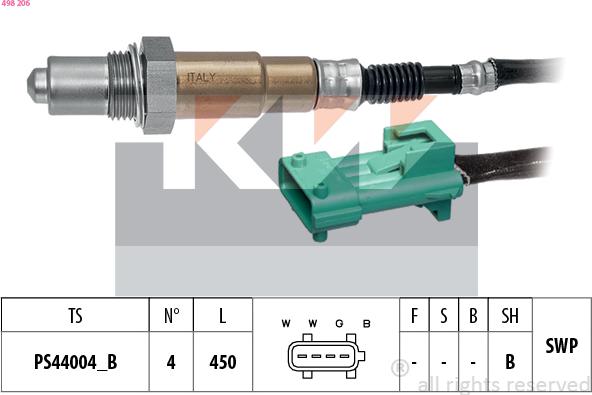 KW 498 206 - Ламбда-сонда vvparts.bg