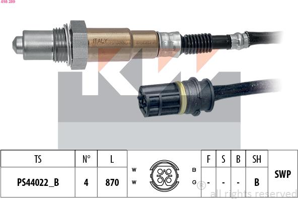 KW 498 289 - Ламбда-сонда vvparts.bg