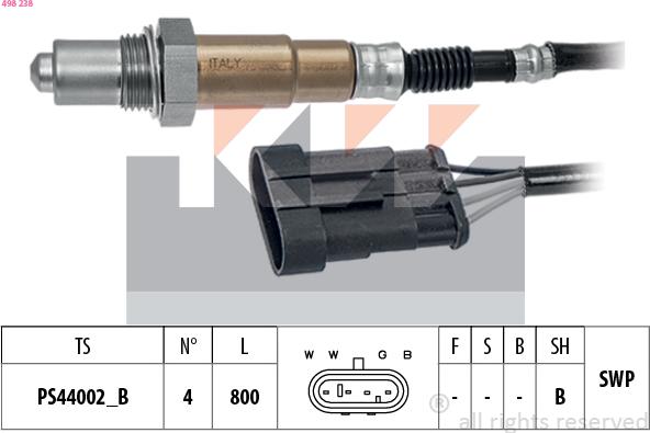 KW 498 238 - Ламбда-сонда vvparts.bg