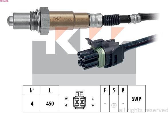 KW 498 232 - Ламбда-сонда vvparts.bg