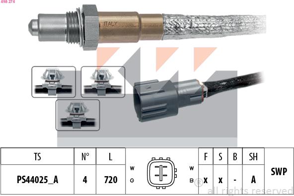 KW 498 274 - Ламбда-сонда vvparts.bg