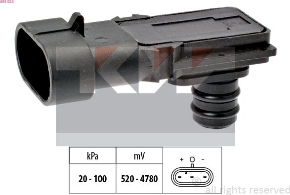 KW 493 023 - Датчик за налягането на въздуха, регулиране на височината vvparts.bg