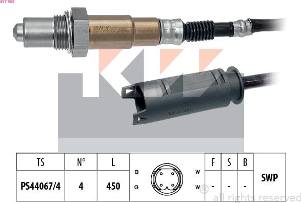 KW 497 962 - Ламбда-сонда vvparts.bg