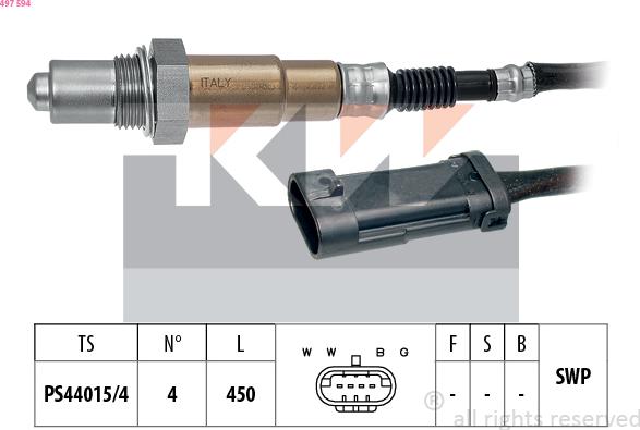 KW 497 594 - Ламбда-сонда vvparts.bg