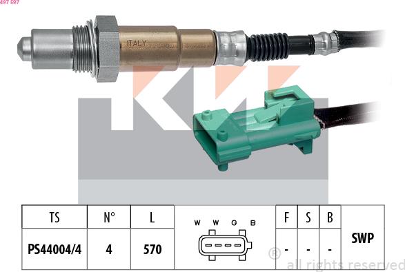 KW 497 597 - Ламбда-сонда vvparts.bg