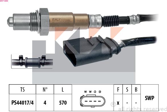 KW 497 600 - Ламбда-сонда vvparts.bg