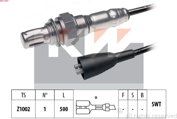 KW 497 047 - Ламбда-сонда vvparts.bg