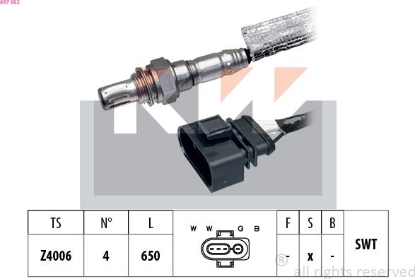 KW 497 052 - Ламбда-сонда vvparts.bg