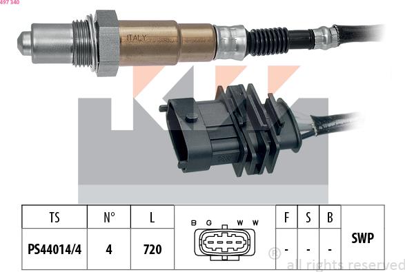 KW 497 340 - Ламбда-сонда vvparts.bg