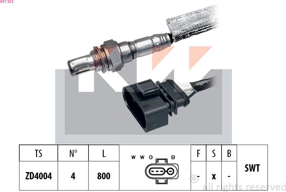 KW 497 352 - Ламбда-сонда vvparts.bg