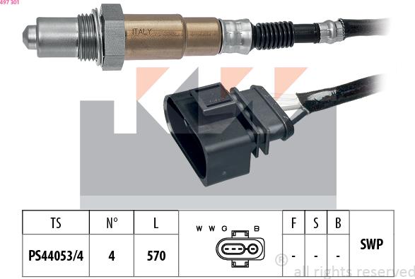 KW 497 301 - Ламбда-сонда vvparts.bg