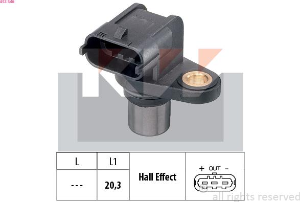 KW 453 346 - Датчик, положение на разпределителния вал vvparts.bg