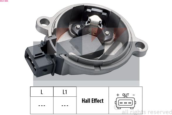 KW 453 365 - Датчик, положение на разпределителния вал vvparts.bg