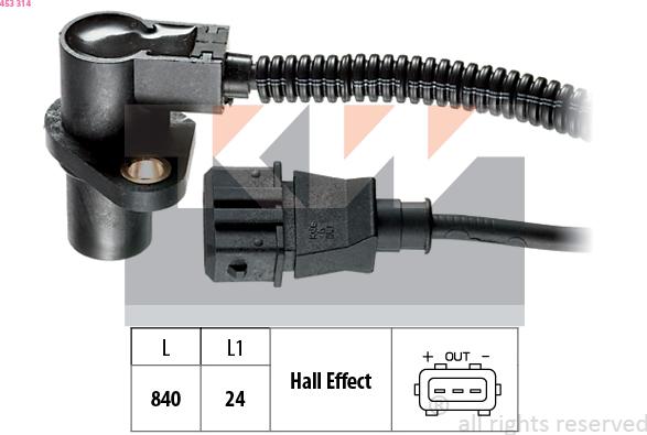 KW 453 314 - Импулсен датчик, колянов вал vvparts.bg