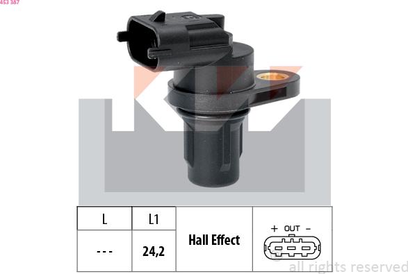KW 453 387 - Датчик, положение на разпределителния вал vvparts.bg