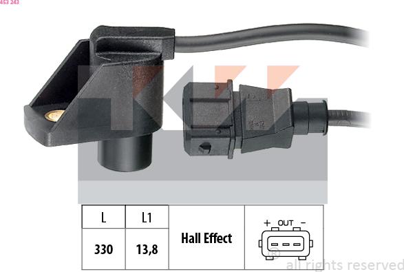 KW 453 243 - Датчик, положение на разпределителния вал vvparts.bg