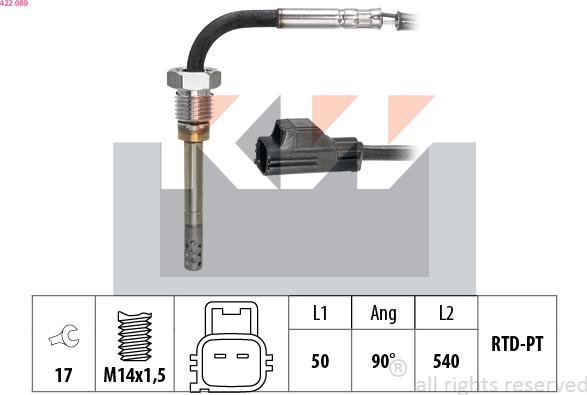 KW 422 089 - Датчик, температура на изгорелите газове vvparts.bg