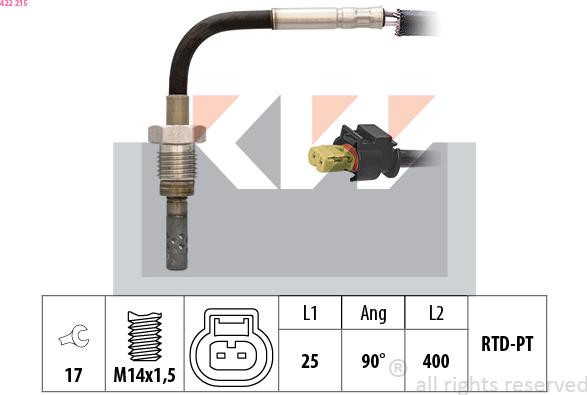 KW 422 215 - Датчик, температура на изгорелите газове vvparts.bg