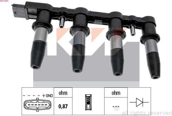 KW 470 450 - Запалителна бобина vvparts.bg