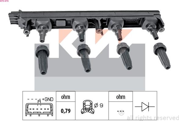 KW 470 476 - Запалителна бобина vvparts.bg