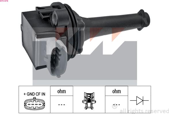 KW 470 478 - Запалителна бобина vvparts.bg