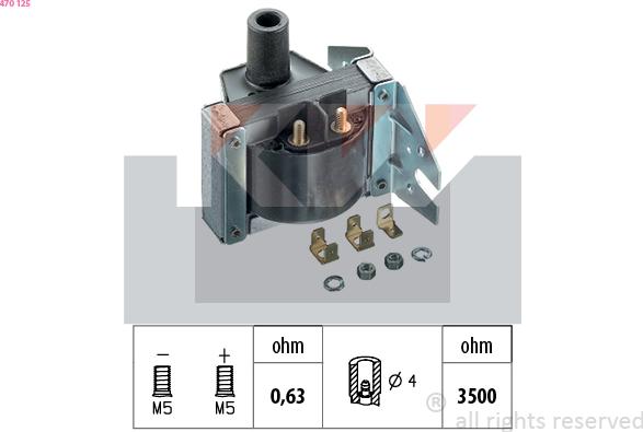 KW 470 125 - Запалителна бобина vvparts.bg