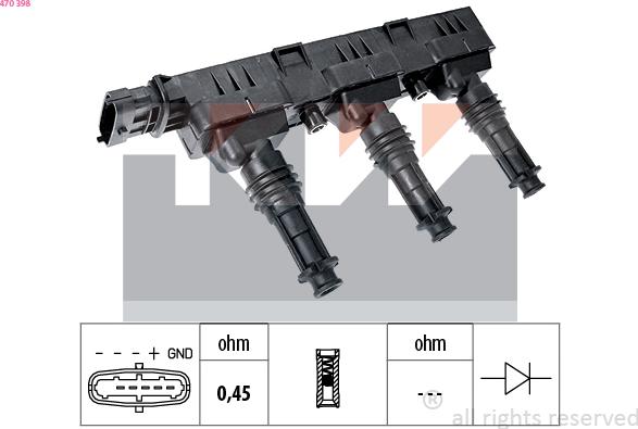 KW 470 398 - Запалителна бобина vvparts.bg