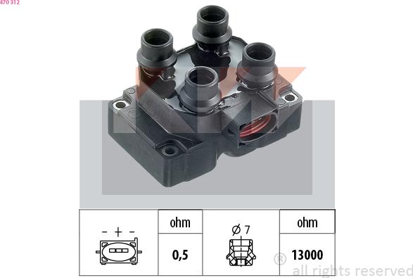 KW 470 312 - Запалителна бобина vvparts.bg