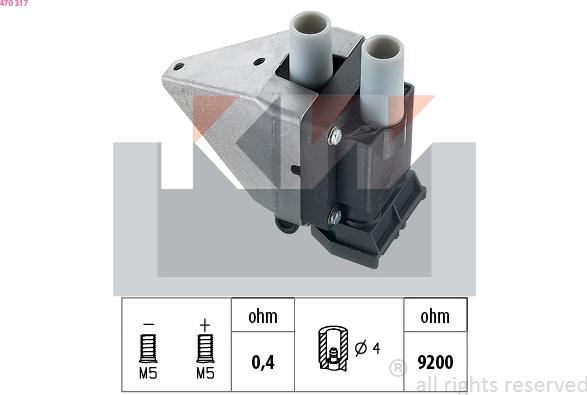 KW 470 317 - Запалителна бобина vvparts.bg