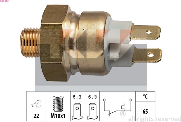 KW 540 112 - Датчик, температура на охладителната течност vvparts.bg