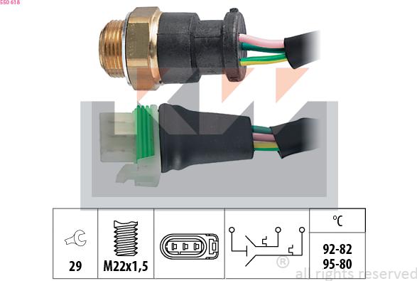 KW 550 618 - Термошалтер, вентилатор на радиатора vvparts.bg