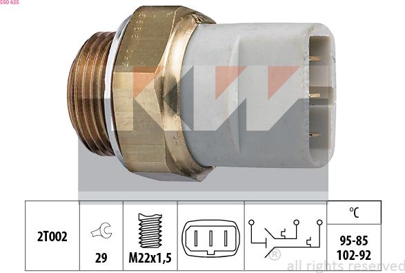 KW 550 635 - Термошалтер, вентилатор на радиатора vvparts.bg