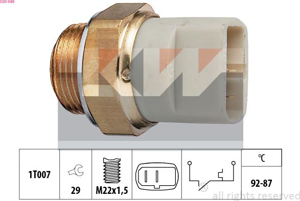 KW 550 049 - Термошалтер, вентилатор на радиатора vvparts.bg