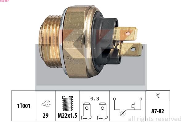 KW 550 017 - Термошалтер, вентилатор на радиатора vvparts.bg