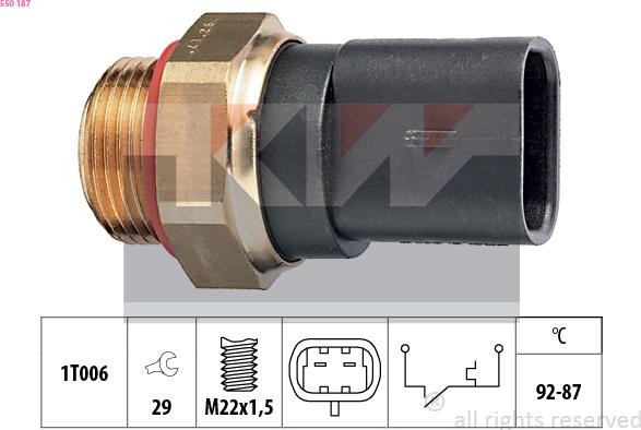 KW 550 187 - Термошалтер, вентилатор на радиатора vvparts.bg