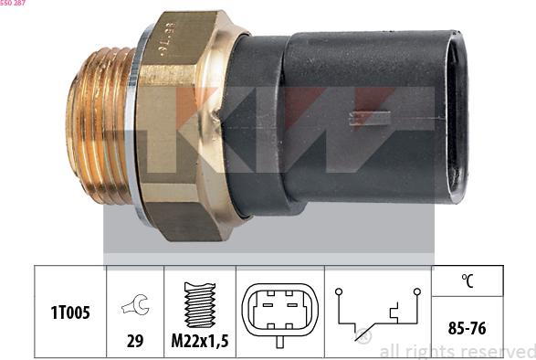 KW 550 287 - Термошалтер, вентилатор на радиатора vvparts.bg