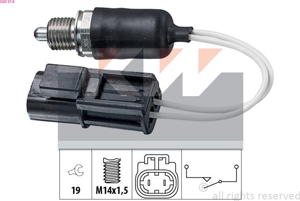 KW 560 314 - Включвател, светлини за движение на заден ход vvparts.bg